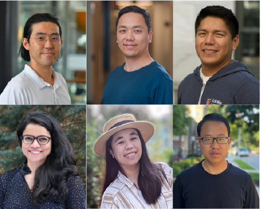 Headshot collage of Chan Lee, Zhikai Liu, Manuel Osorio Valeriano, Harleen Saini, Jenna Lin, Neng Wan